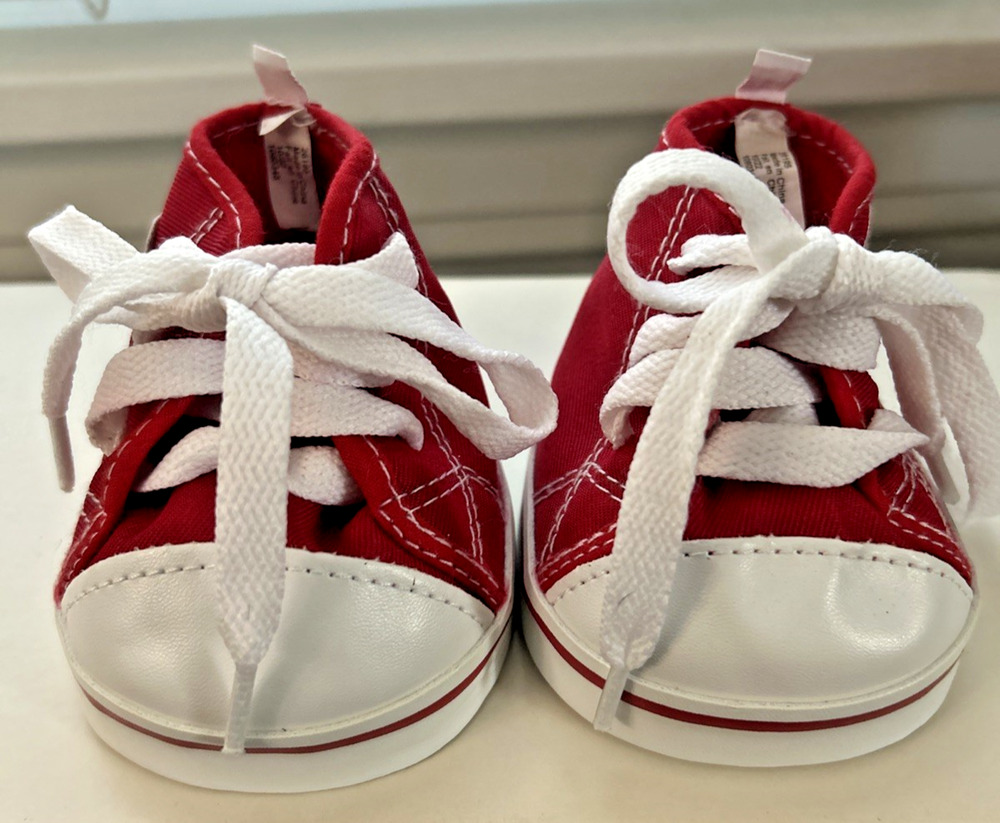 Build A Bear BAB Workshop Red Canvas Hi Top High Top Shoes Sneakers Lace Up